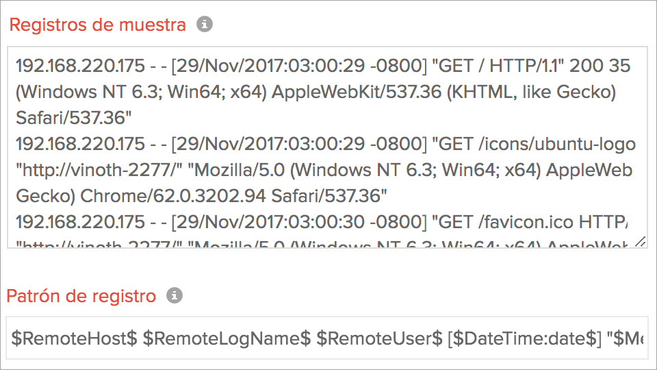 Click to Zoom Field Split of Apache webserver logs