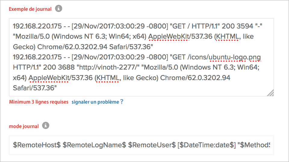 Click to Zoom Field Split of Apache webserver logs