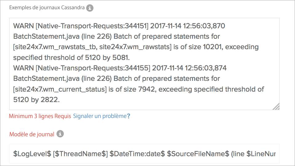 Click to Zoom Field Split of Cassandra Log