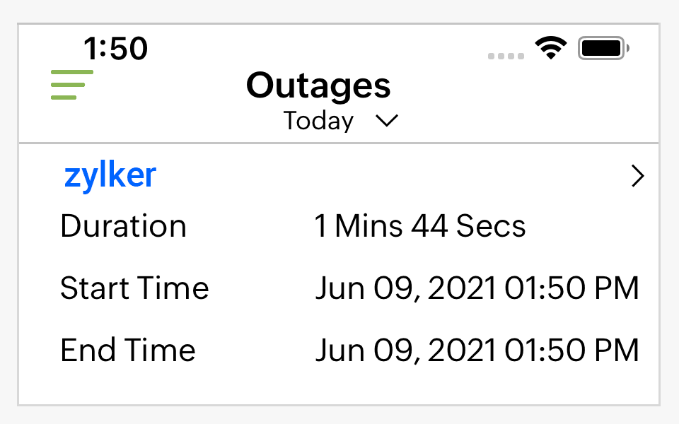View detailed outage history of monitors View detailed outage history of monitors
