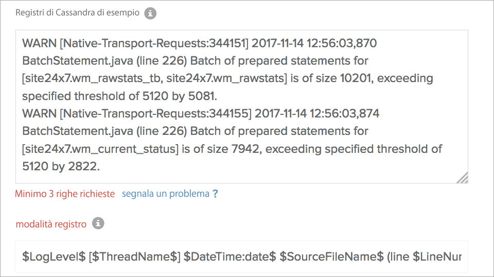 Click to Zoom Field Split of Cassandra Log