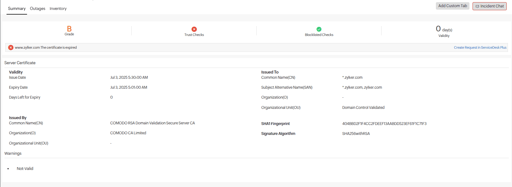 Unexpected SSL certificate or domain expirations