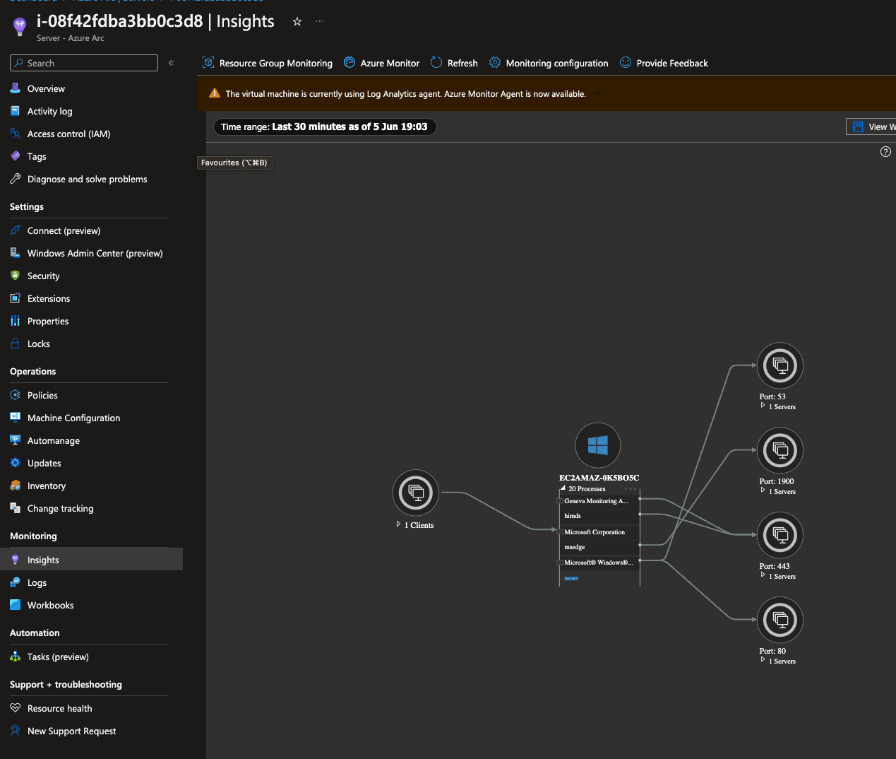 Azure Arc VM with service map