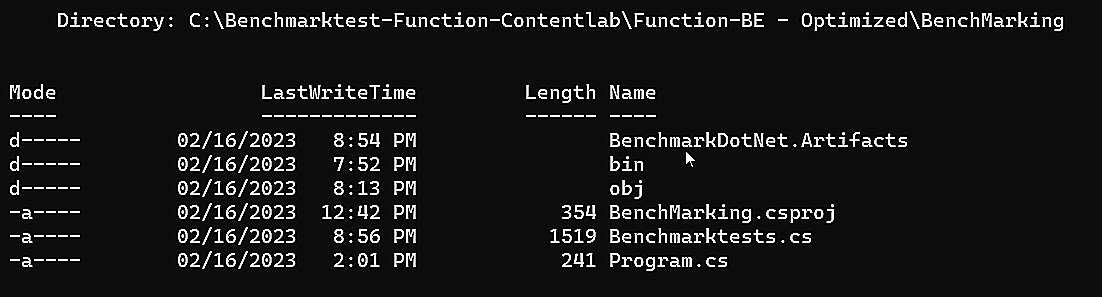 Running the optimized Benchmarktest