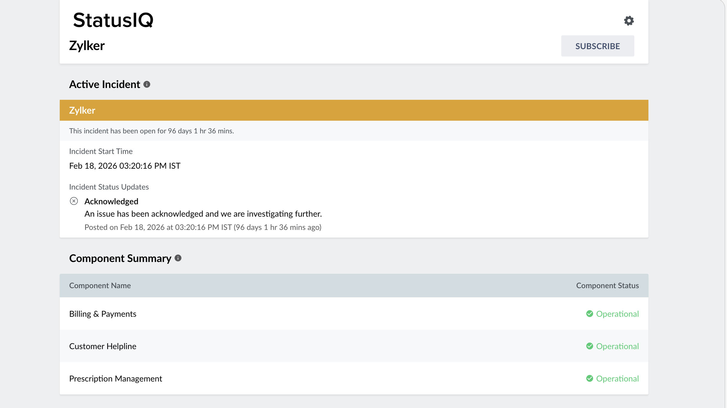Create custom status page to communicate real-time incidents or planned maintenance details to your customers
