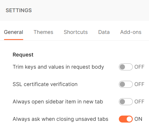 The SSL certificate verification toggle switched to off.
