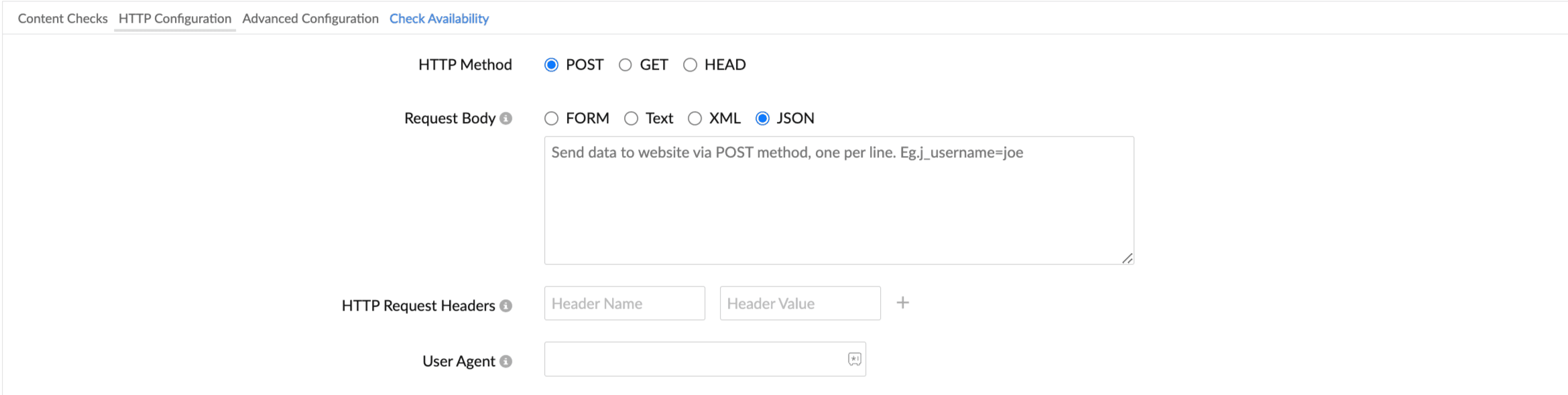 Configure the preferred HTTP methods for your website monitor.