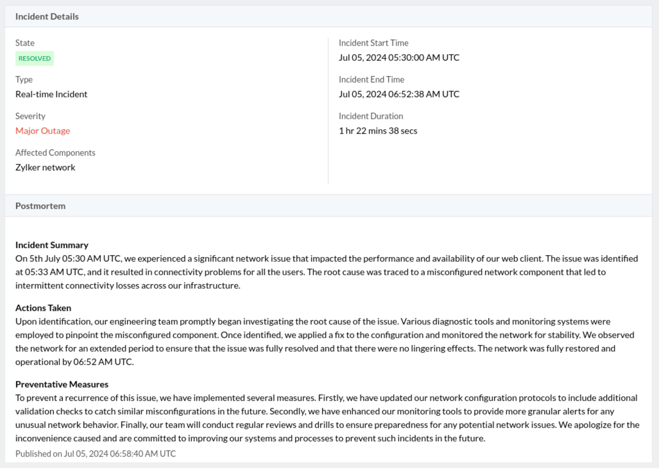 incident details