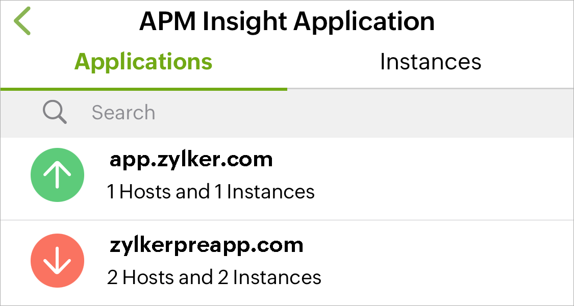 Site24x7 iOS App Website server and application performance