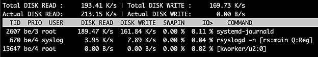 iotop -o output