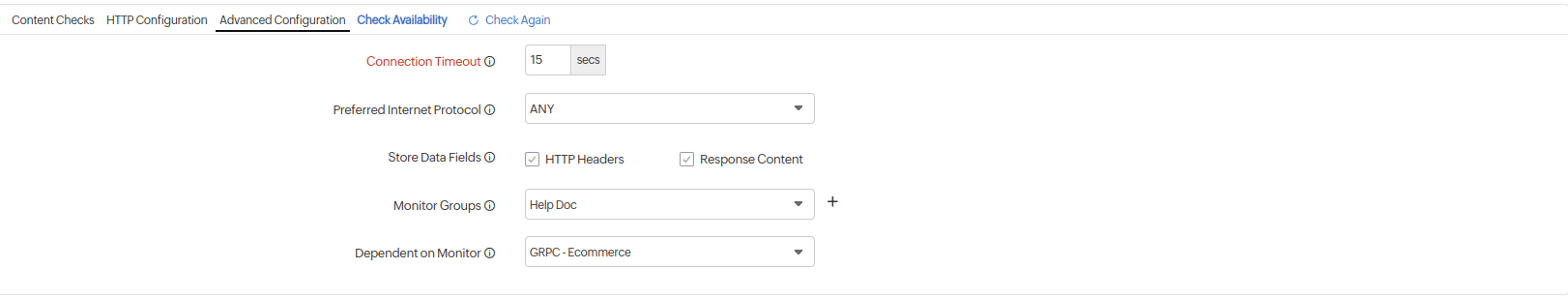 Configure your IP preference while setting up a website monitor