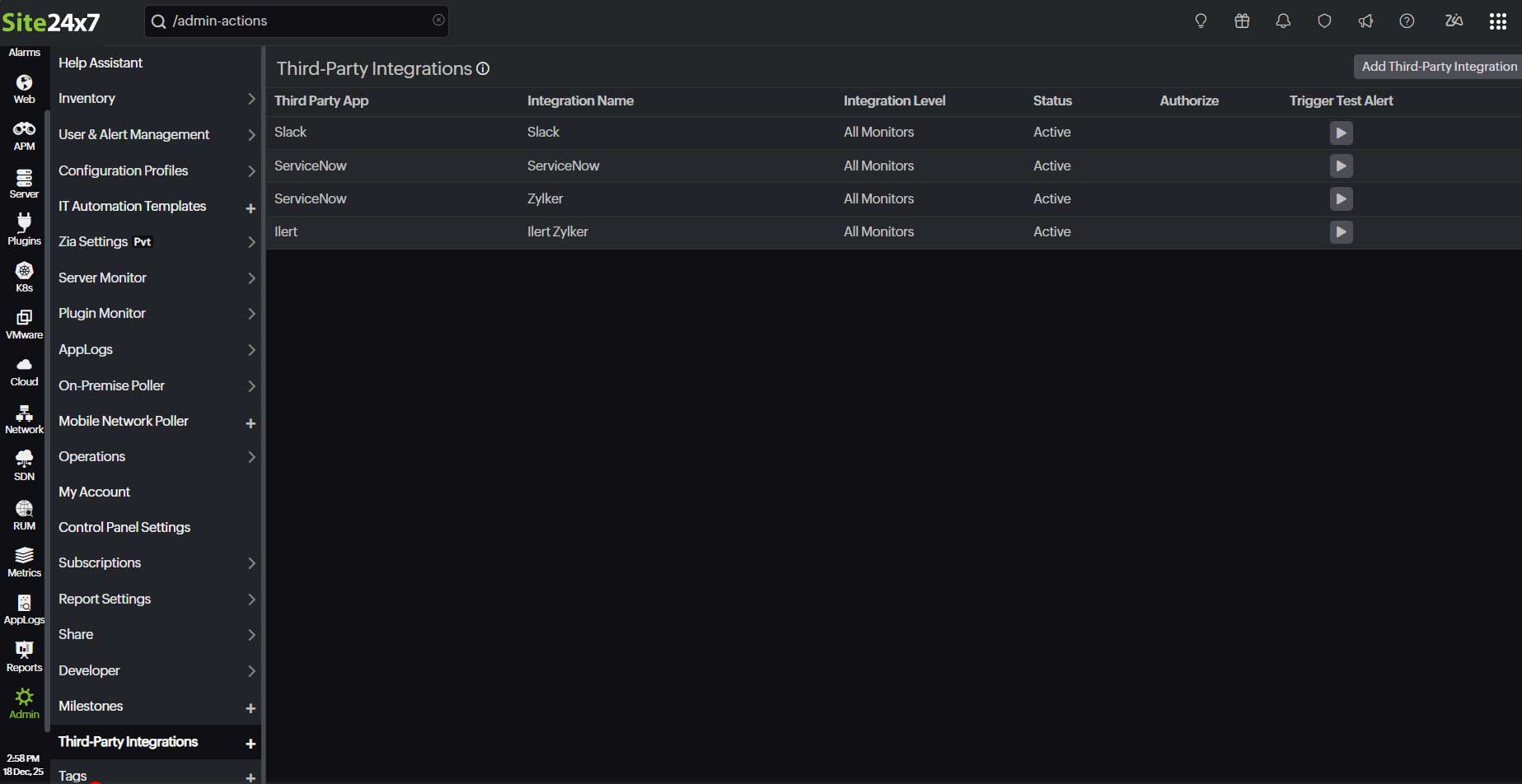 Site24x7 integration strengths and differentiators