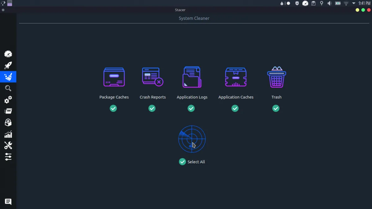 The Stacer system cleaner