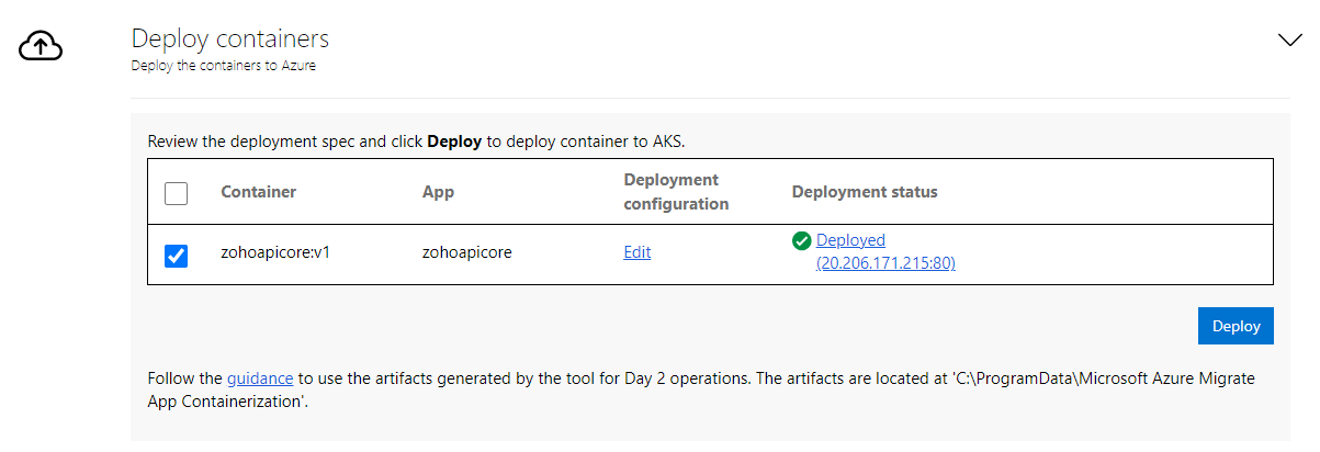 Deploying the app container to AKS
