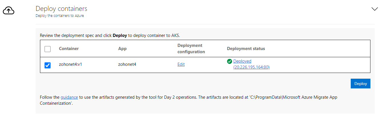 Deploying the app container to AKS