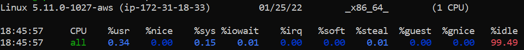 Fig 2: Output of mpstat command