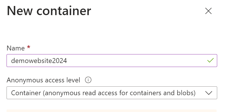 New container form