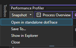 Opening the report in the standalone version of dotTrace