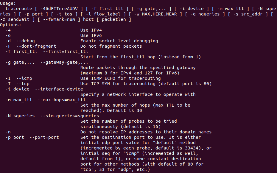 traceroute options