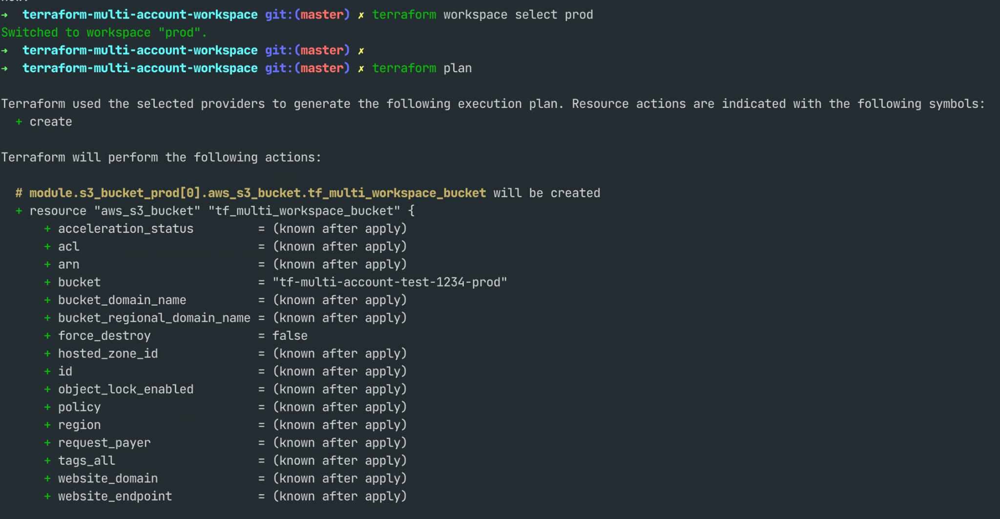 Terraform plan output - DEV