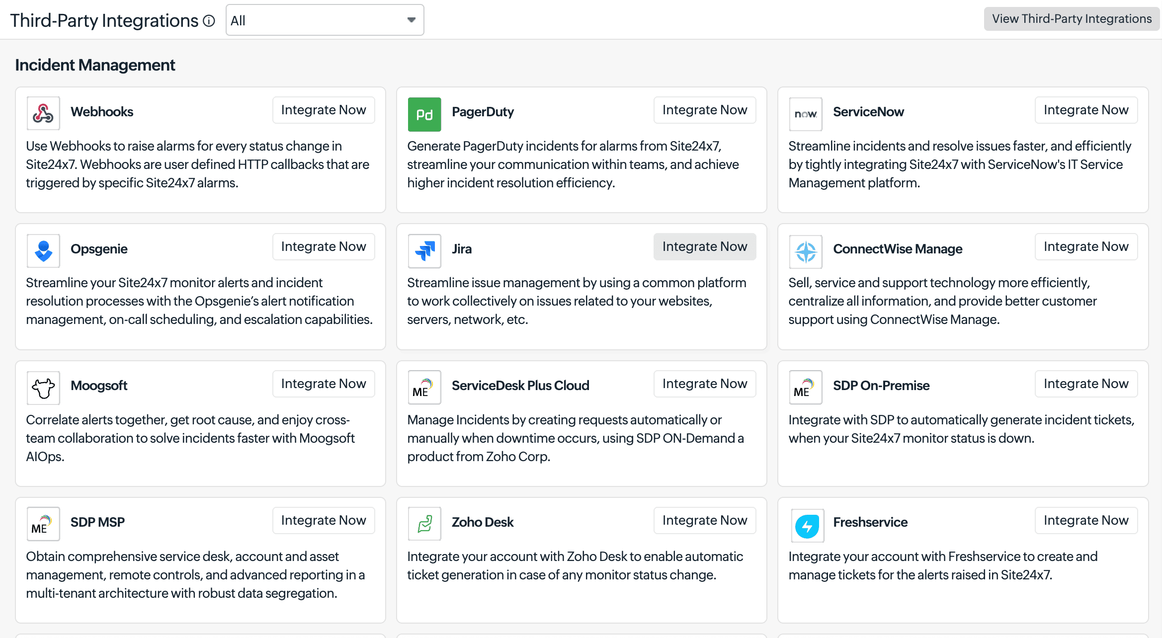 Stay updated round-the-clock and manage incidents efficiently using the third-party integrations